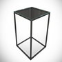 Hanah Home Mesa Auxiliar Antracita con Tapa de Cristal y Patas Metálicas, 35x62x35 cm